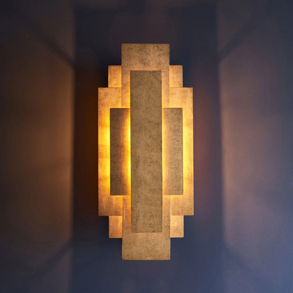 Aztec 2Lt Wall Light - Antique Gold Leaf/Antique Silver Leaf - Image 6