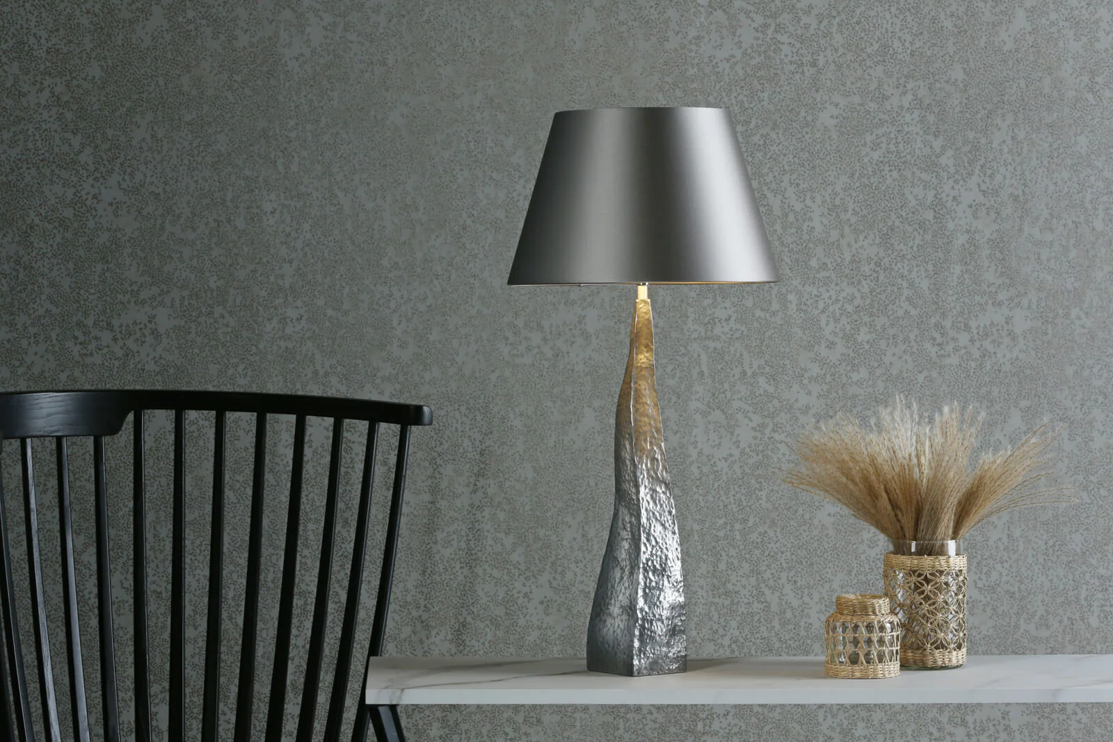Aztec Table Lamp Copper/Pewter Base Only E27 - Image 6