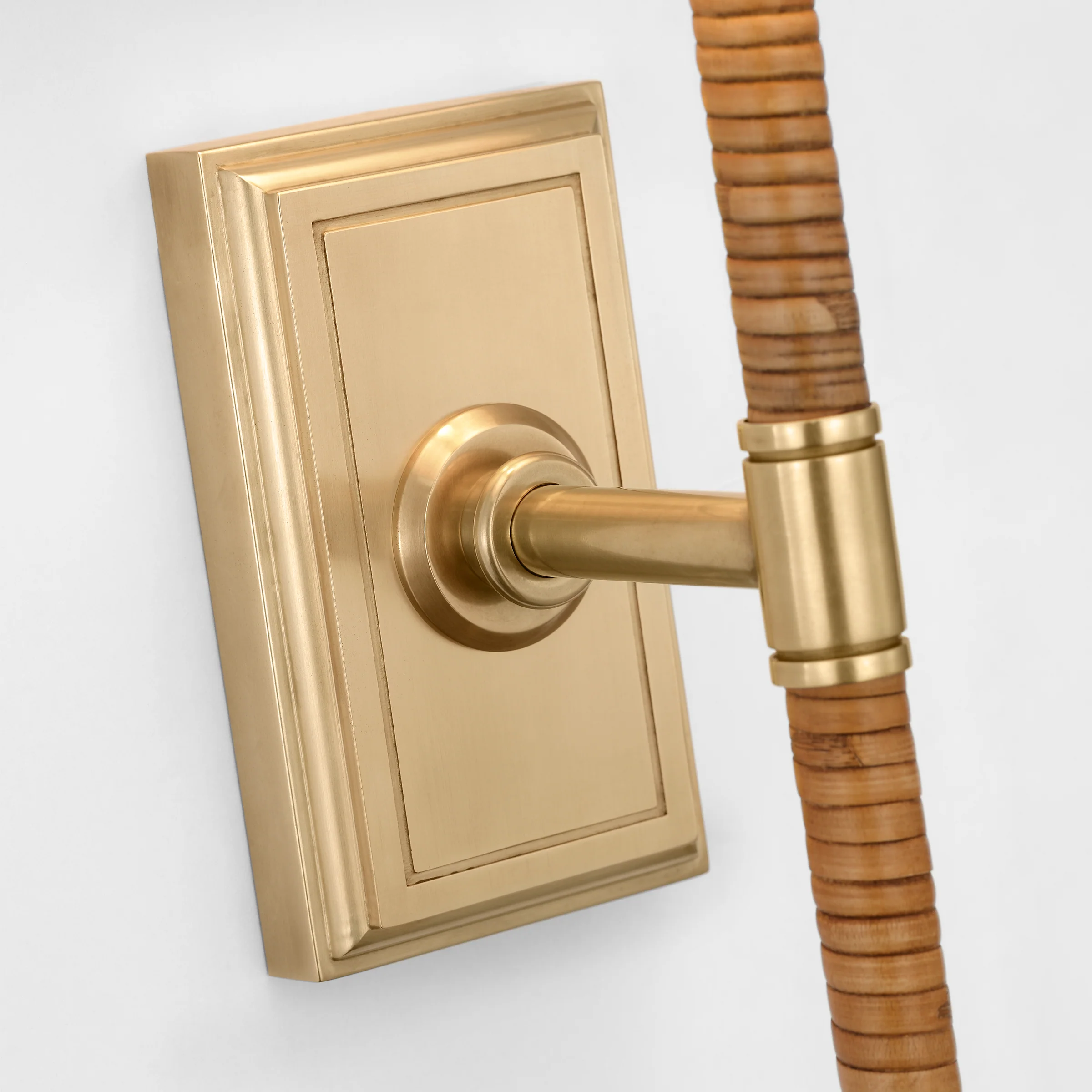 Basden Tall Wall Sconce - Brass & Rattan - Image 2