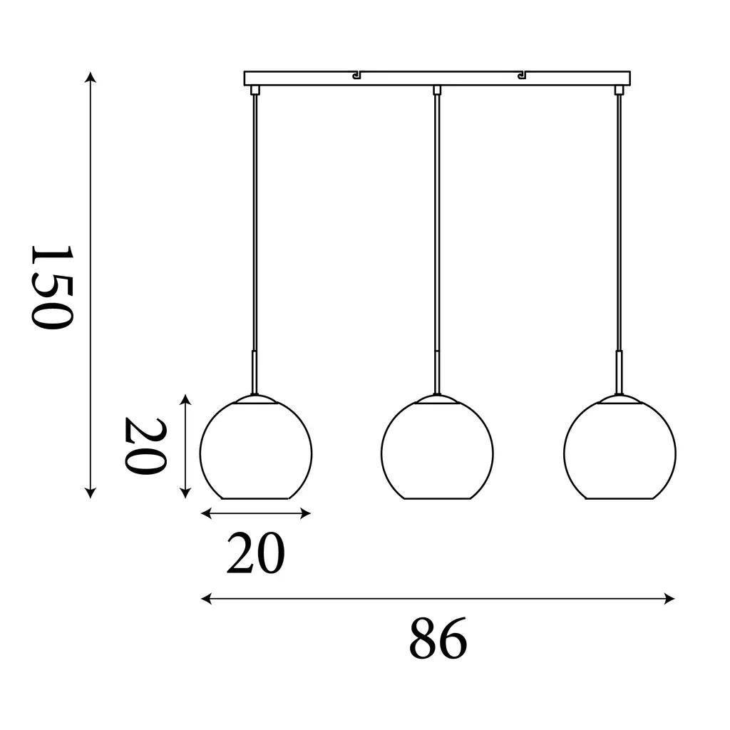 Balls 3Lt Bar Pendant- Various Finishes - Image 19