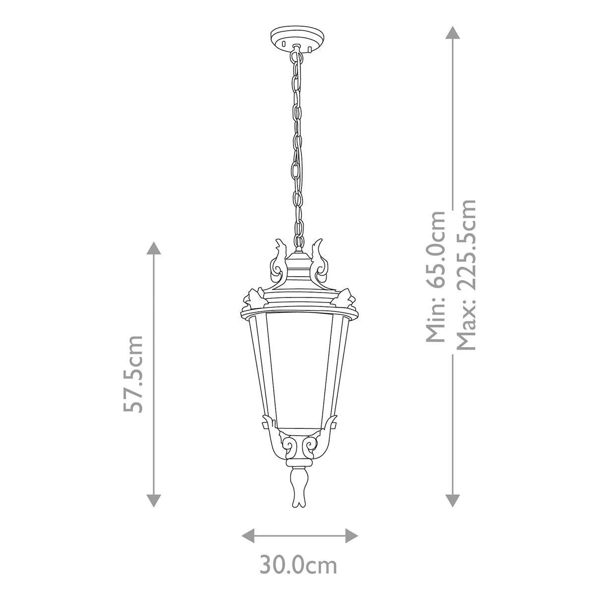 Baltimore 1 Light Medium/Large Chain Lantern - Weathered Bronze IP44 E27 - Image 10