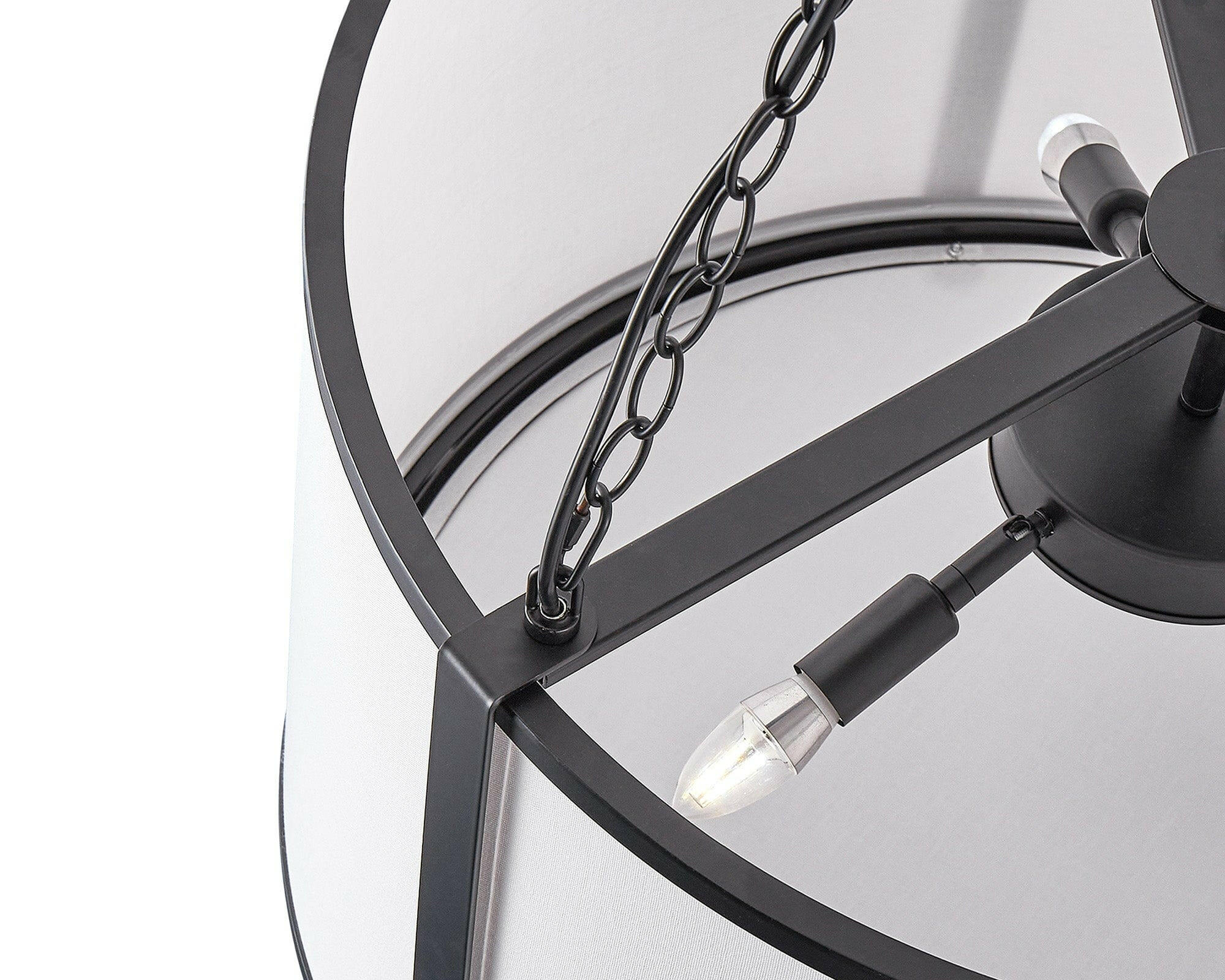 Baltimore Pendant Lamp - Matt Black White Linen E14 - Image 5