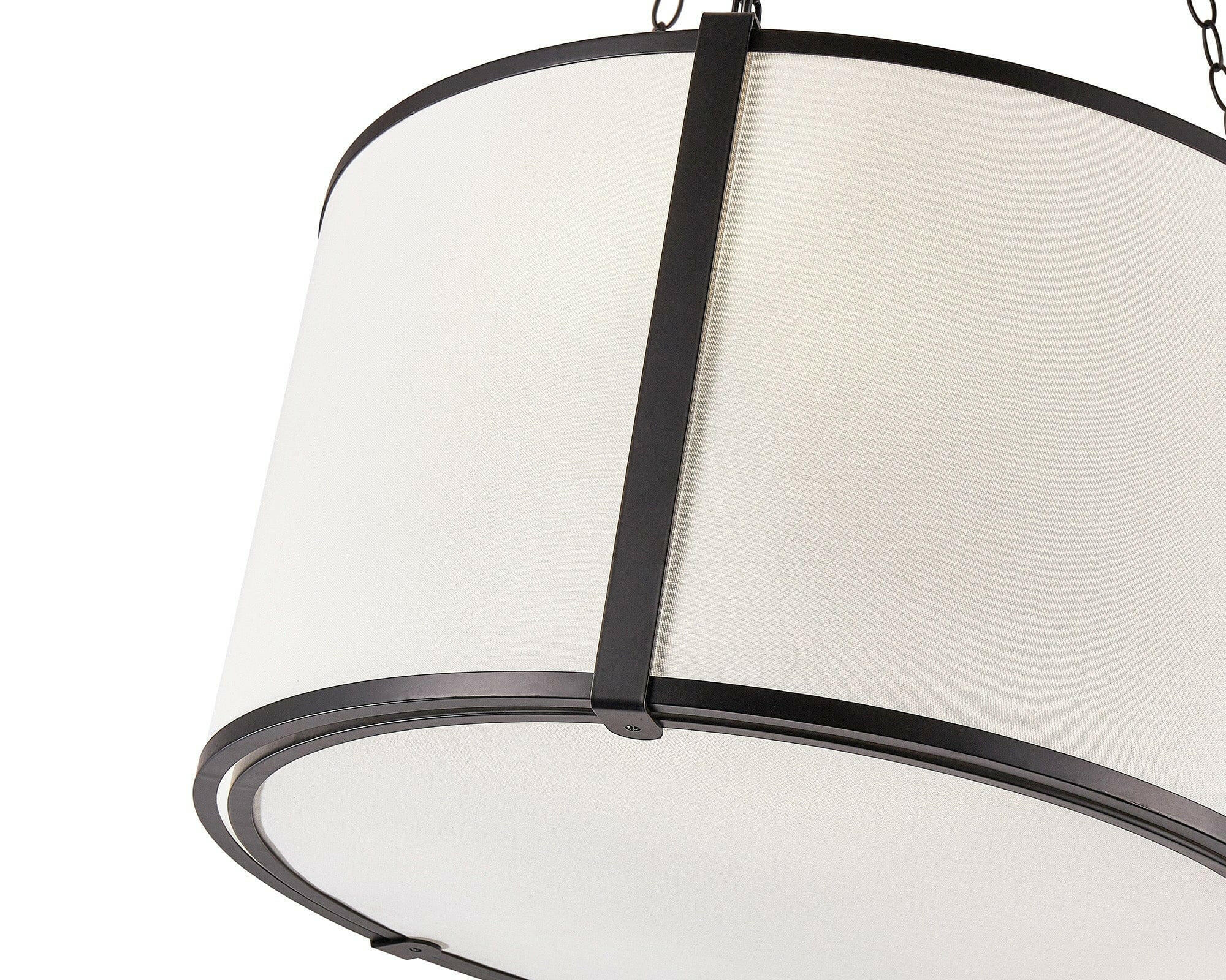 Baltimore Pendant Lamp - Matt Black White Linen E14 - Image 6