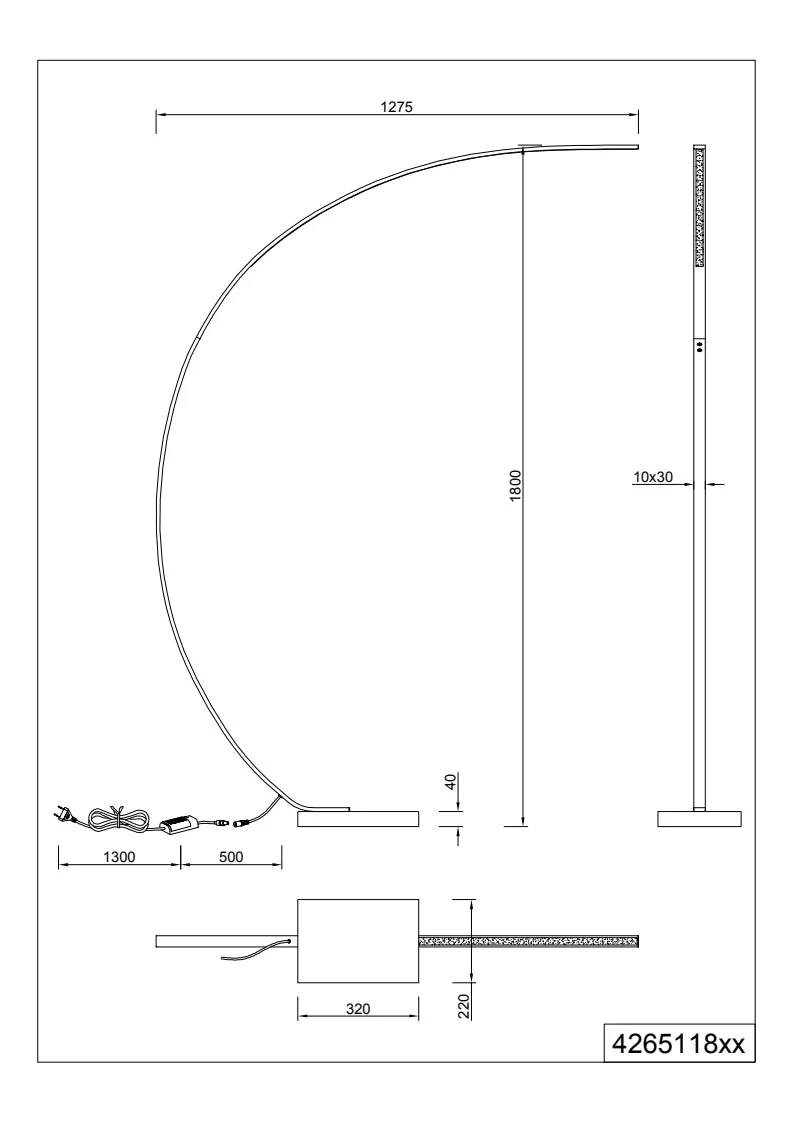 Bangkok Modern LED Floor Lamp - Black - Image 3