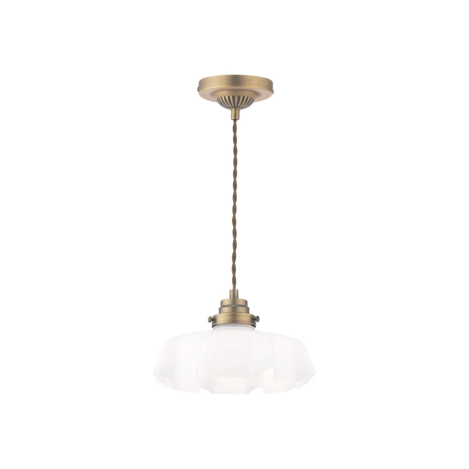 Banham Pendant Matt Antique Brass and White Glass - Image 2