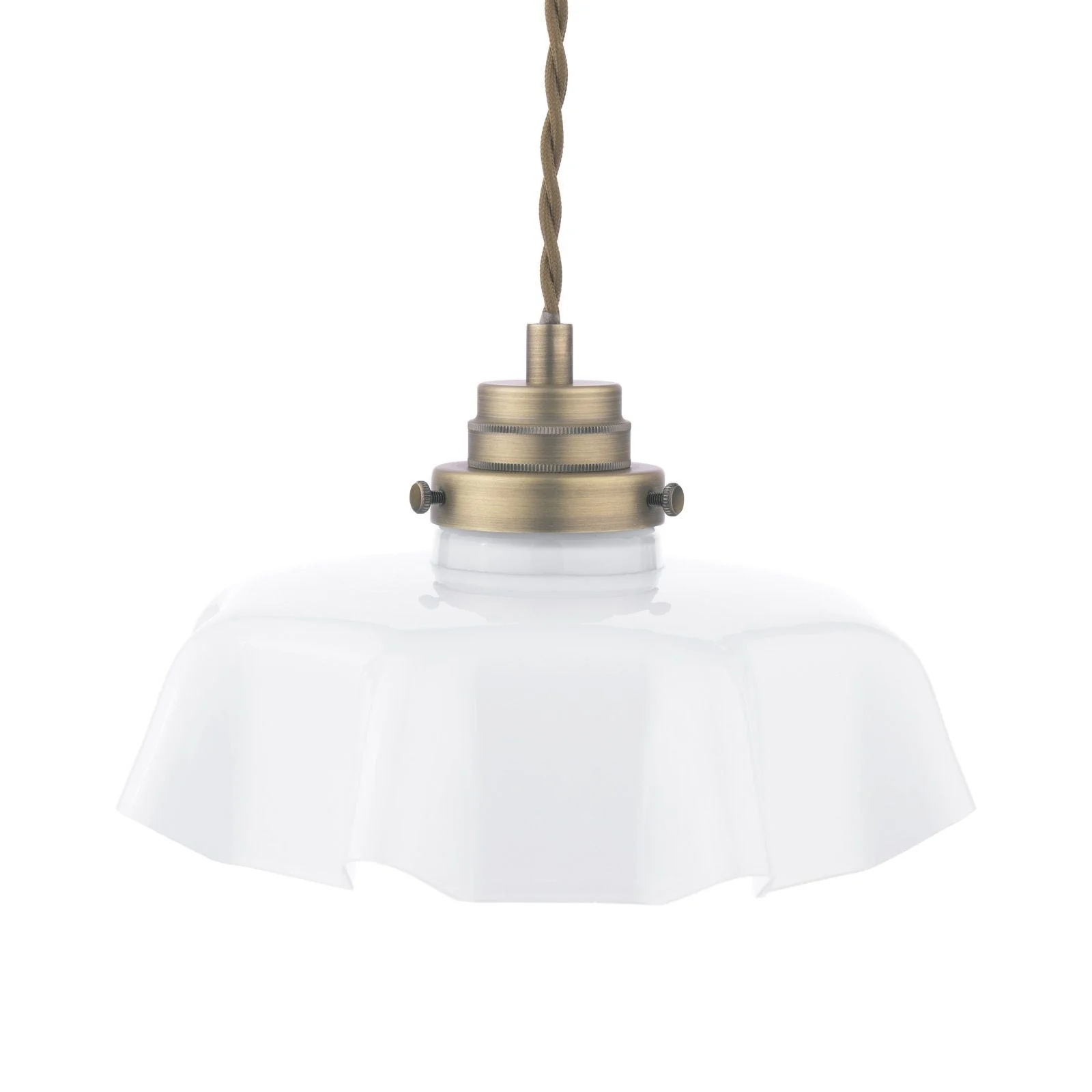 Banham Pendant Matt Antique Brass and White Glass - Image 4
