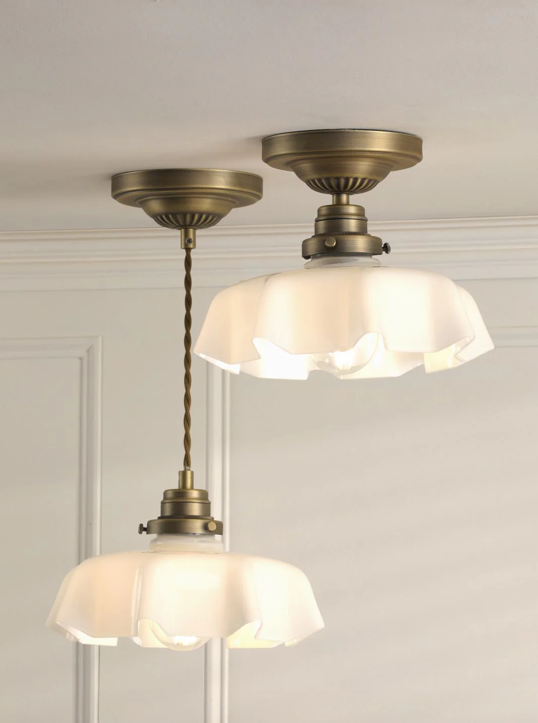 Banham Pendant Matt Antique Brass and White Glass - Image 5