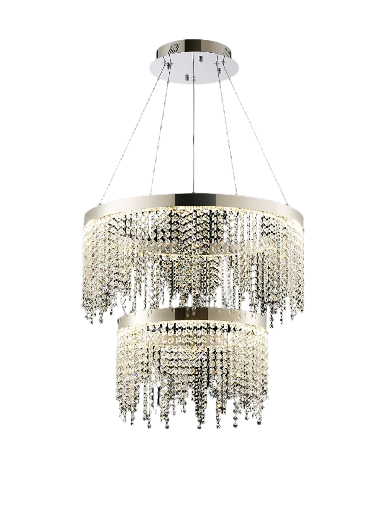 Bano 2/3 Tier Crystal LED Chandelier - Chrome/Gold