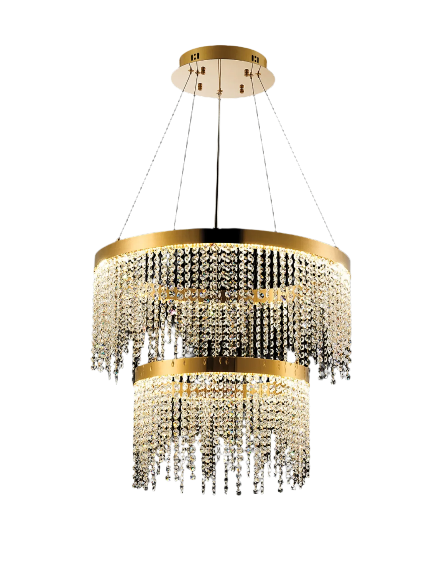 Bano 2/3 Tier Crystal LED Chandelier - Chrome/Gold - Image 2