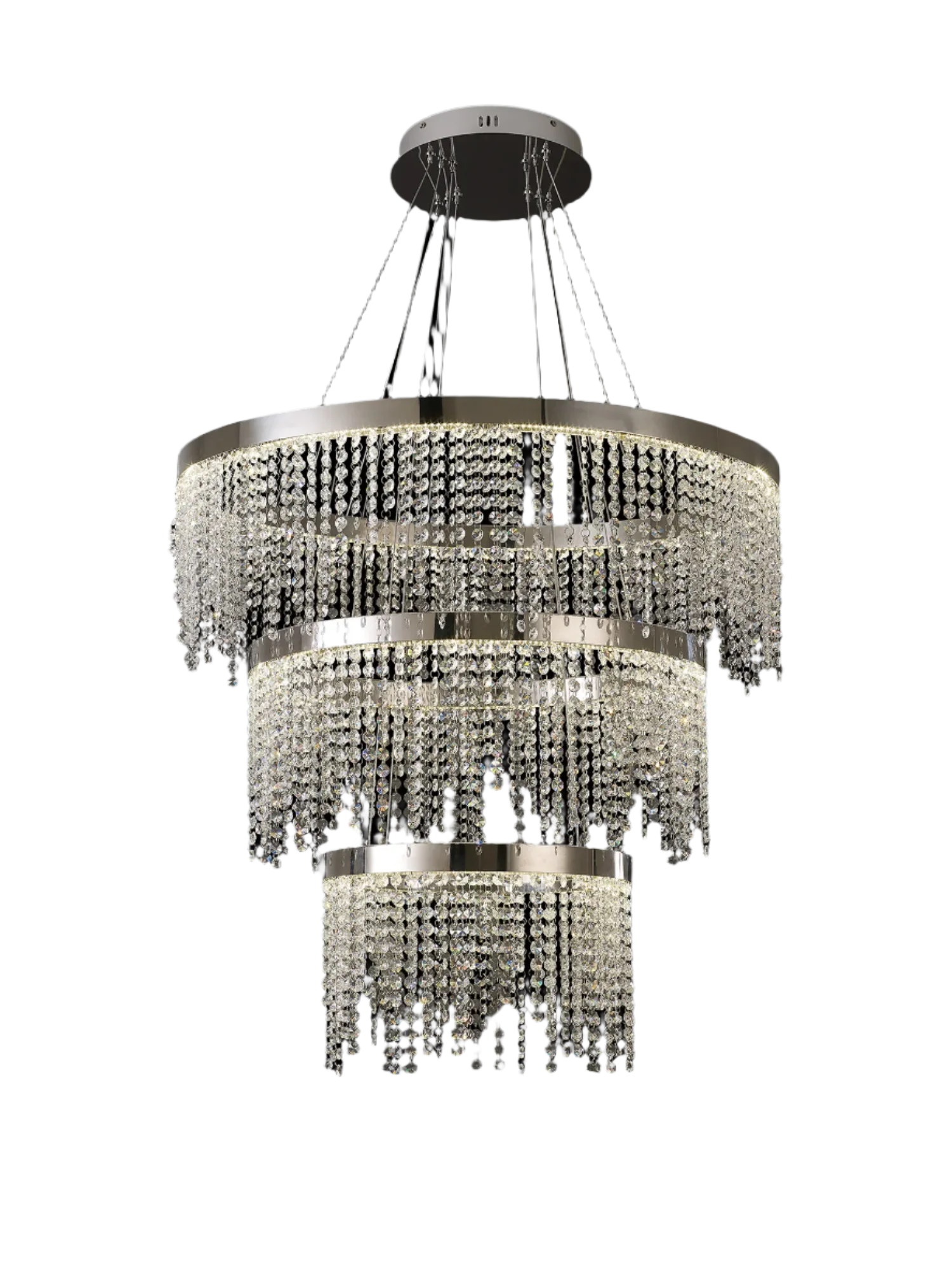 Bano 2/3 Tier Crystal LED Chandelier - Chrome/Gold - Image 3