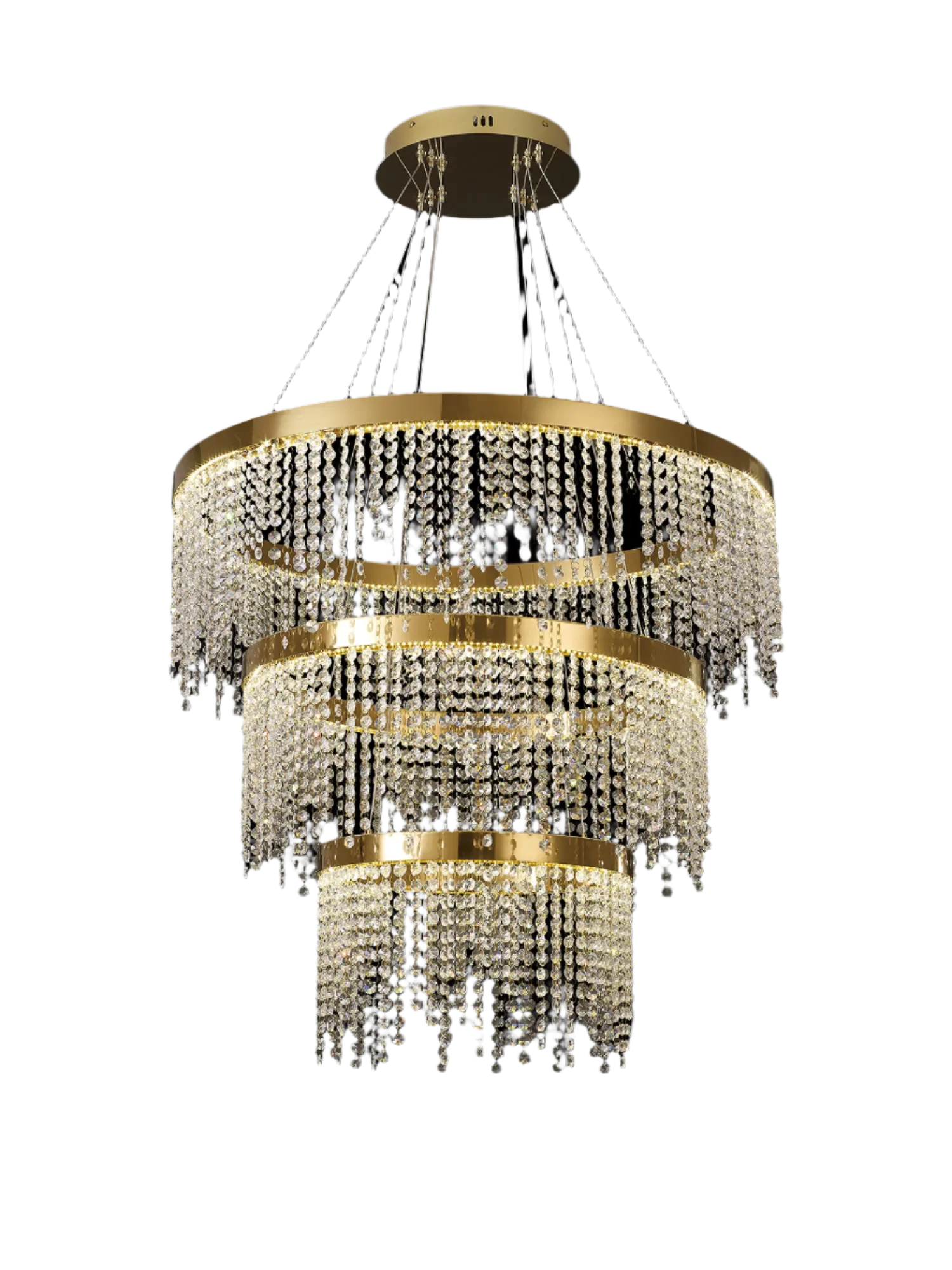 Bano 2/3 Tier Crystal LED Chandelier - Chrome/Gold - Image 4