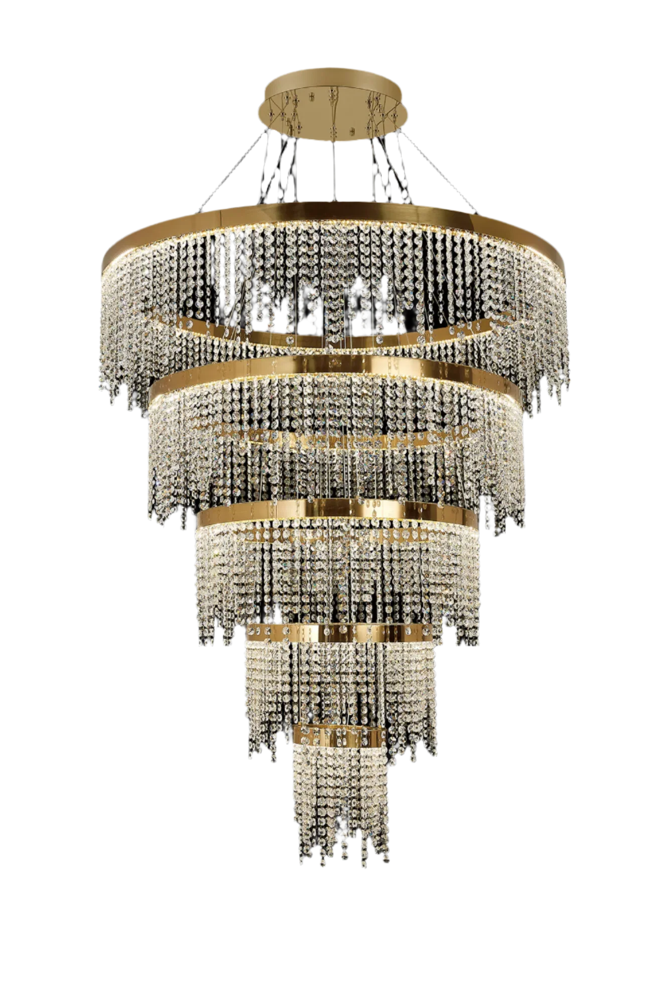 Bano 5 Tier Large Crystal LED Chandelier - Chrome/Gold - Image 2