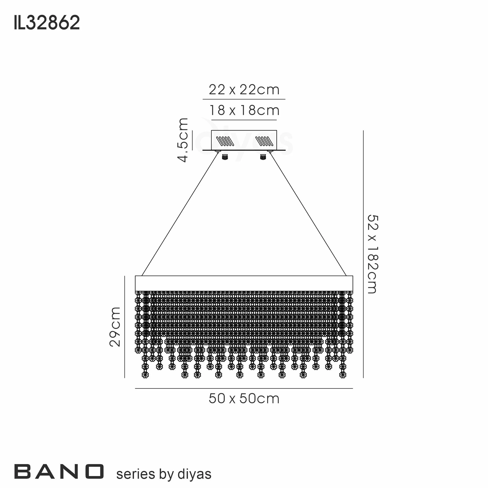 Bano LED Crystal Pendant - Various Finish - Image 6
