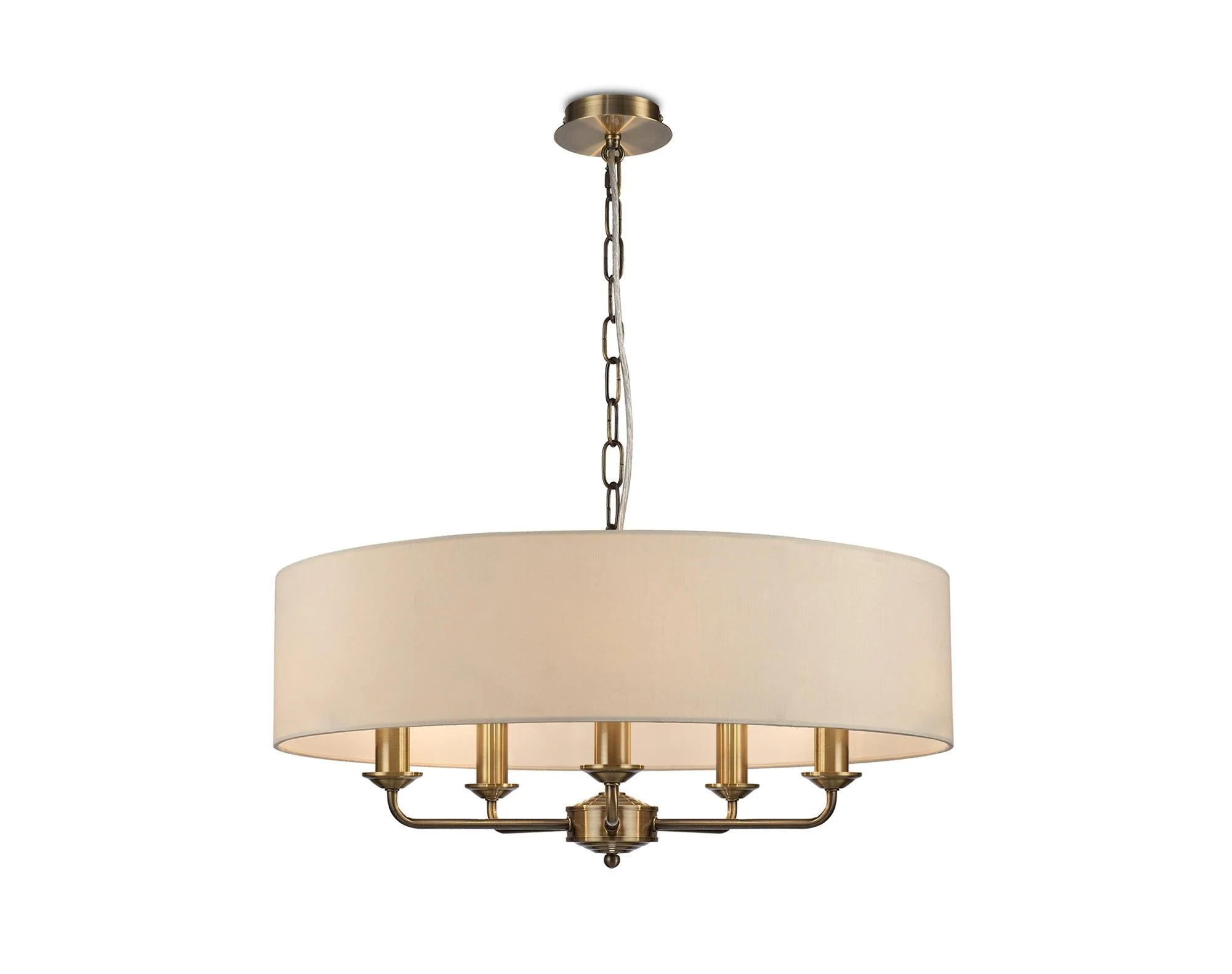 Banyan 5 Light Hanging Shade Lights Various Colurs, Faux Silk Shade - Image 5