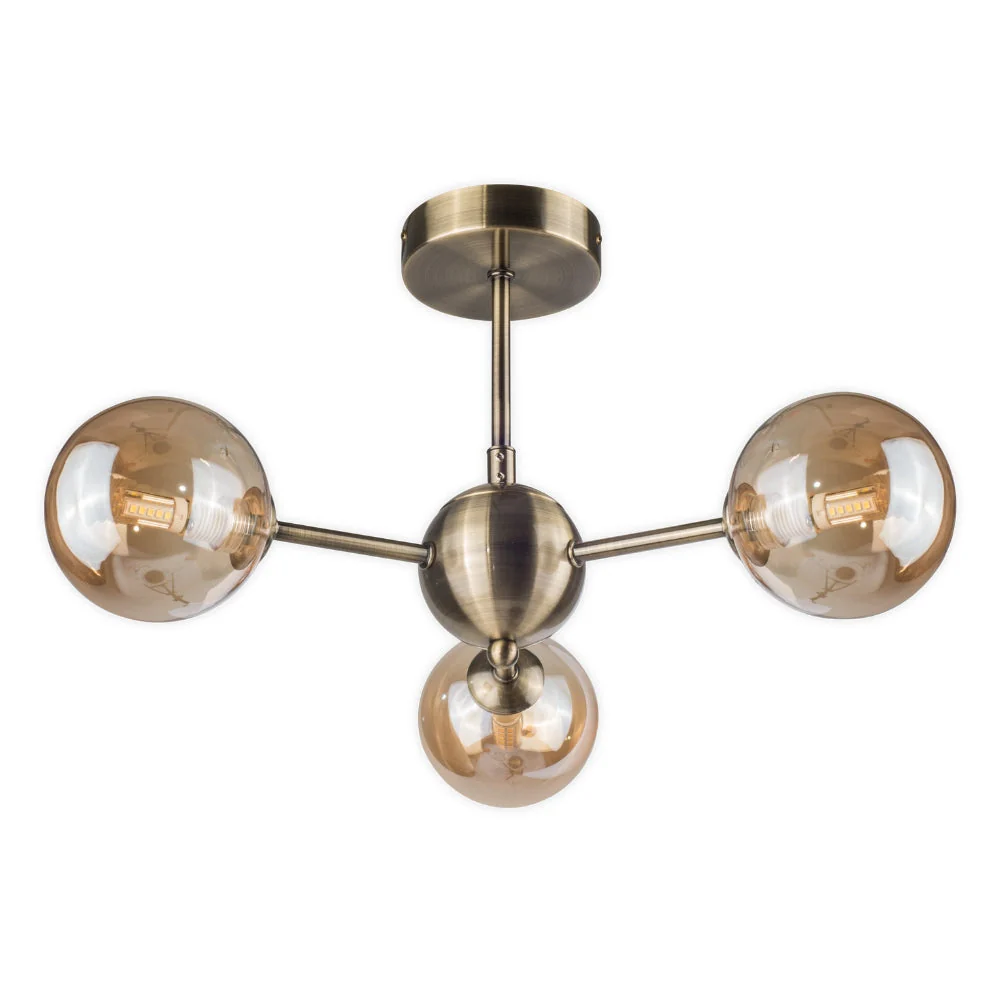 Barbara 3Lt/5Lt Semi Flush - Antique Brass & Satin Chrome Finishes