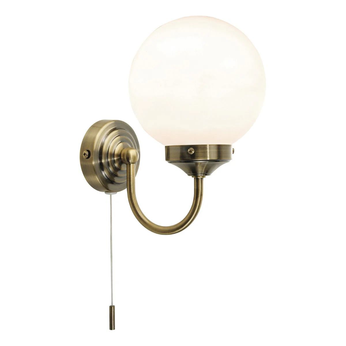 Barclay Bathroom Wall Light Antique Brass/Polished Chrome Opal Glass IP44 - Image 2