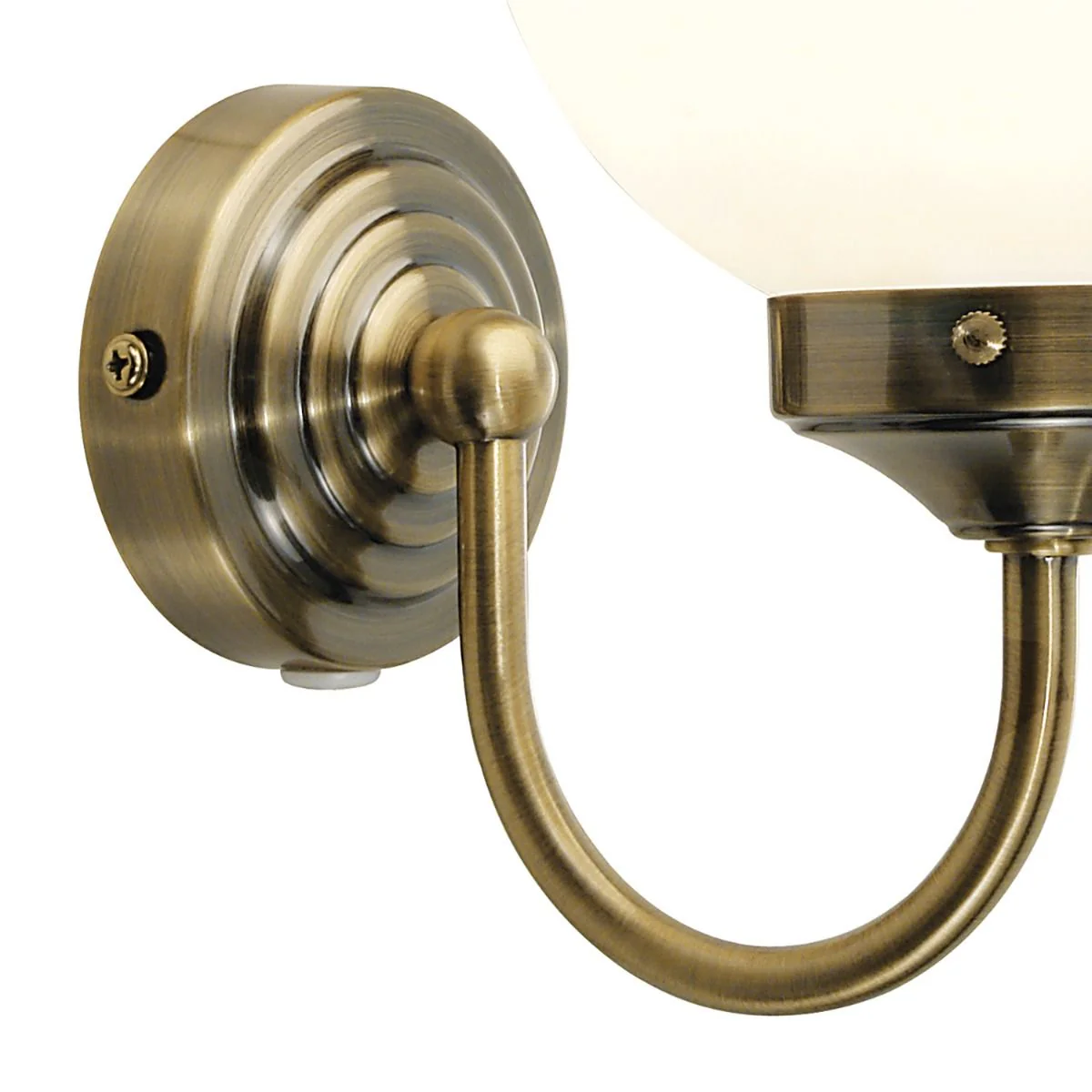 Barclay Bathroom Wall Light Antique Brass/Polished Chrome Opal Glass IP44 - Image 4