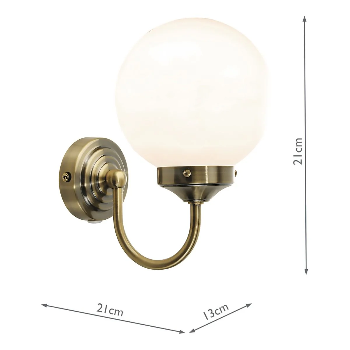 Barclay Bathroom Wall Light Antique Brass/Polished Chrome Opal Glass IP44 - Image 6
