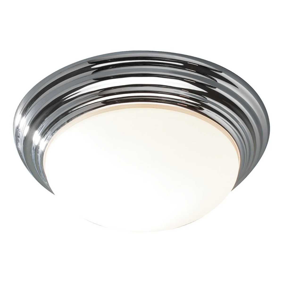 Barclay Small/Large Flush Ceiling Light - Polished Chrome/Antique Brass Opal Finish IP44 - Image 2