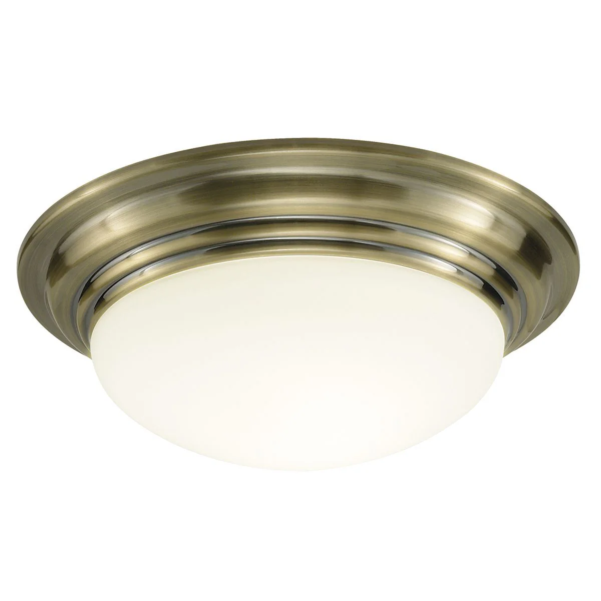 Barclay Small/Large Flush Ceiling Light - Polished Chrome/Antique Brass Opal Finish IP44 - Image 5