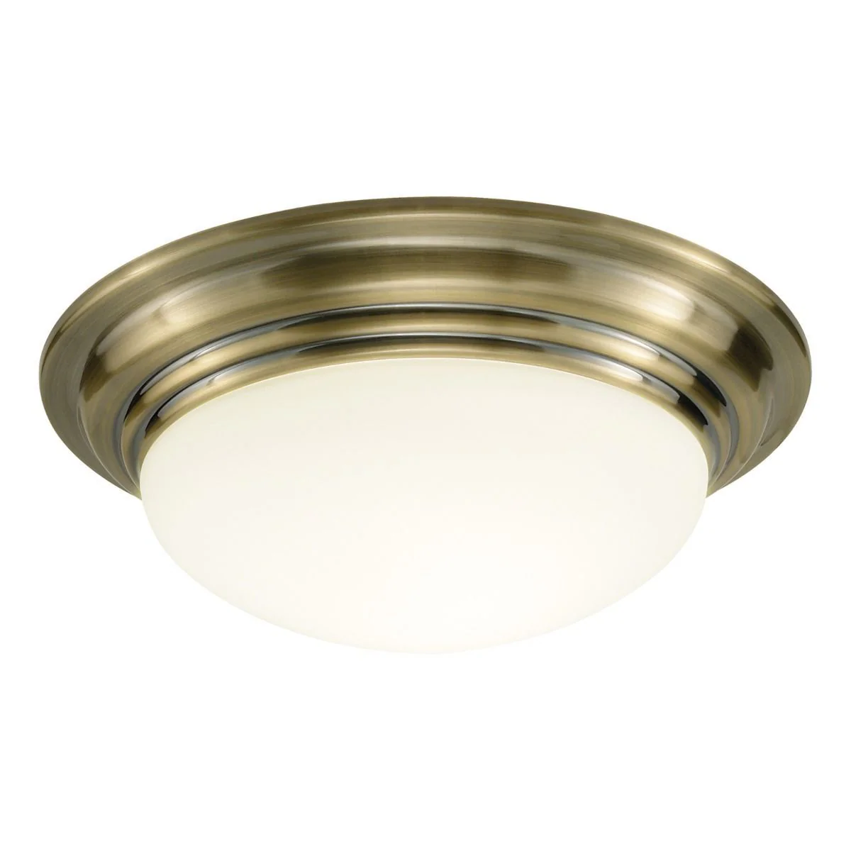 Barclay Small/Large Flush Ceiling Light - Polished Chrome/Antique Brass Opal Finish IP44 - Image 6