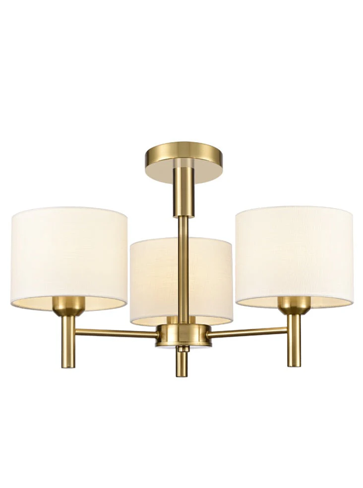 Barzini 3/5Lt Multi-Arm Pendant/Semi Flush Light Aged Brass & Cream Finish - Image 2