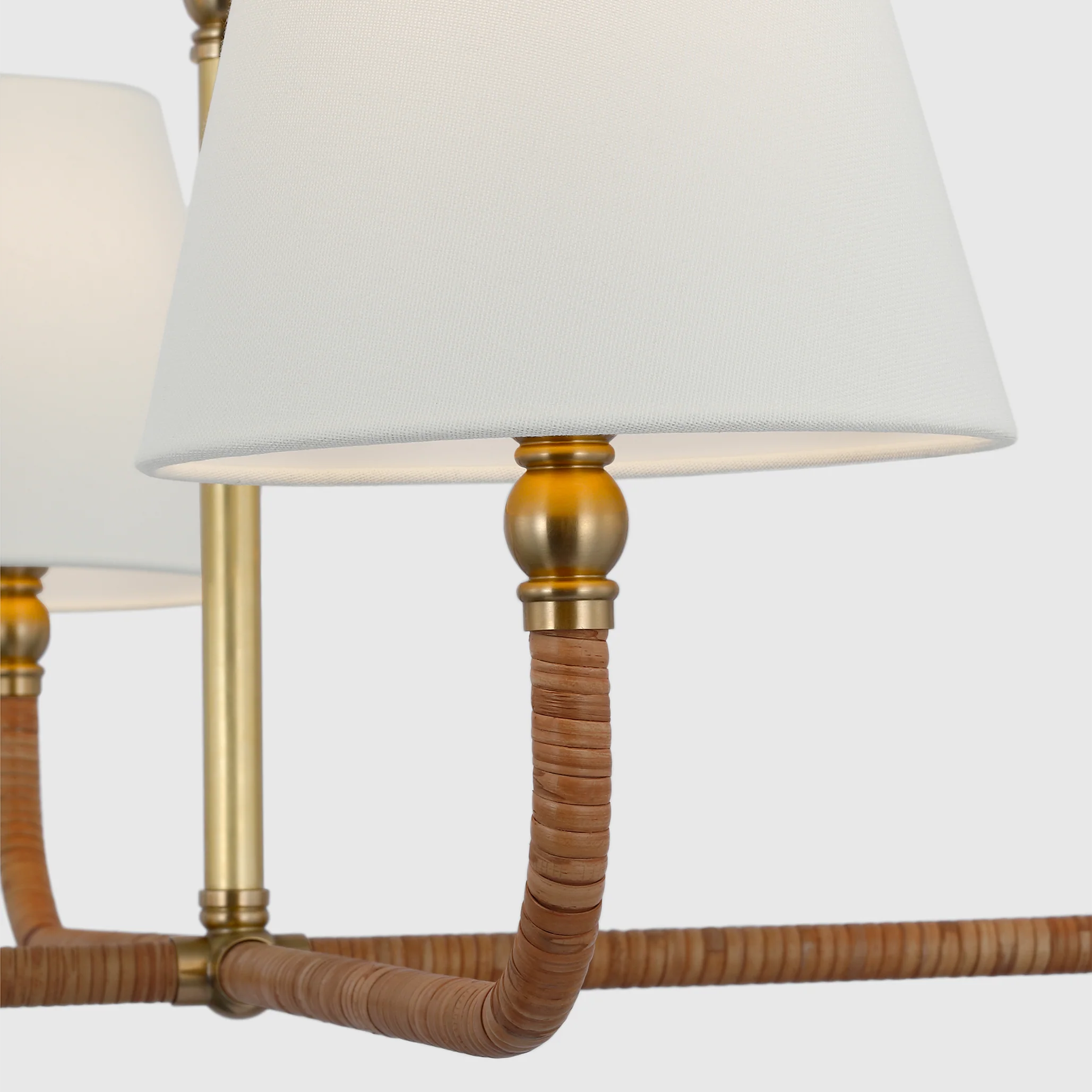 Basden 4Lt Multi-Arm Pendant - Brass & Rattan - Image 2
