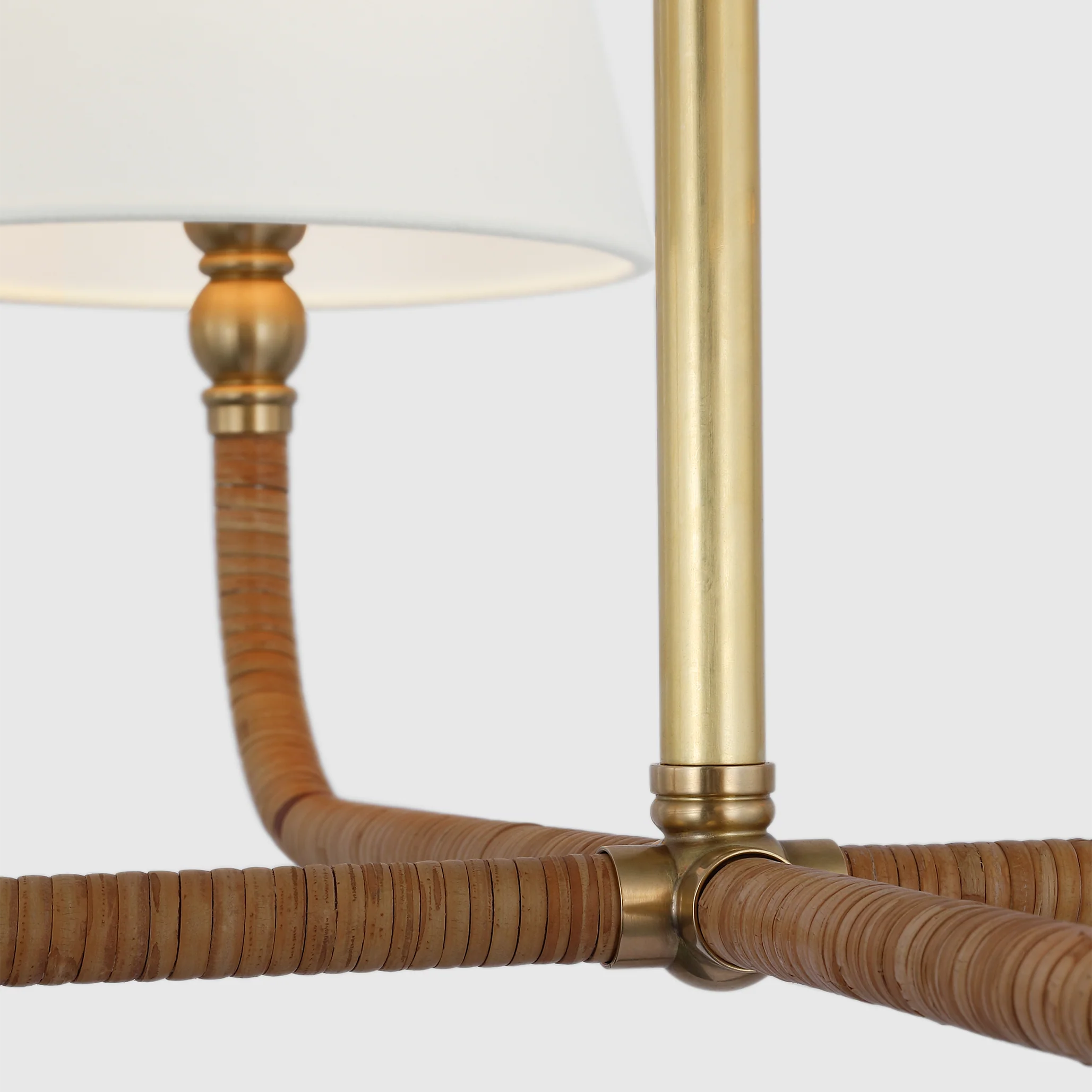 Basden 4Lt Multi-Arm Pendant - Brass & Rattan - Image 4