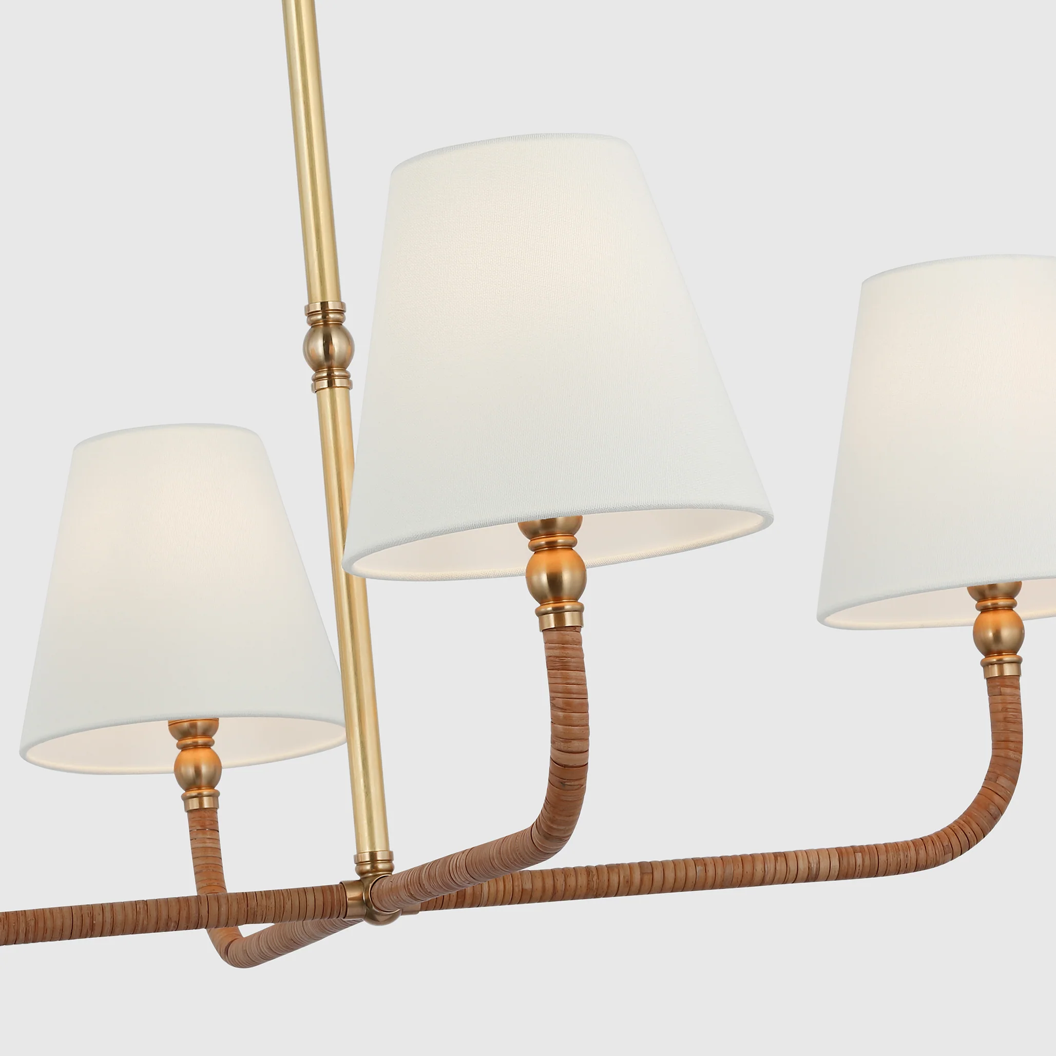 Basden 4Lt Multi-Arm Pendant - Brass & Rattan - Image 5