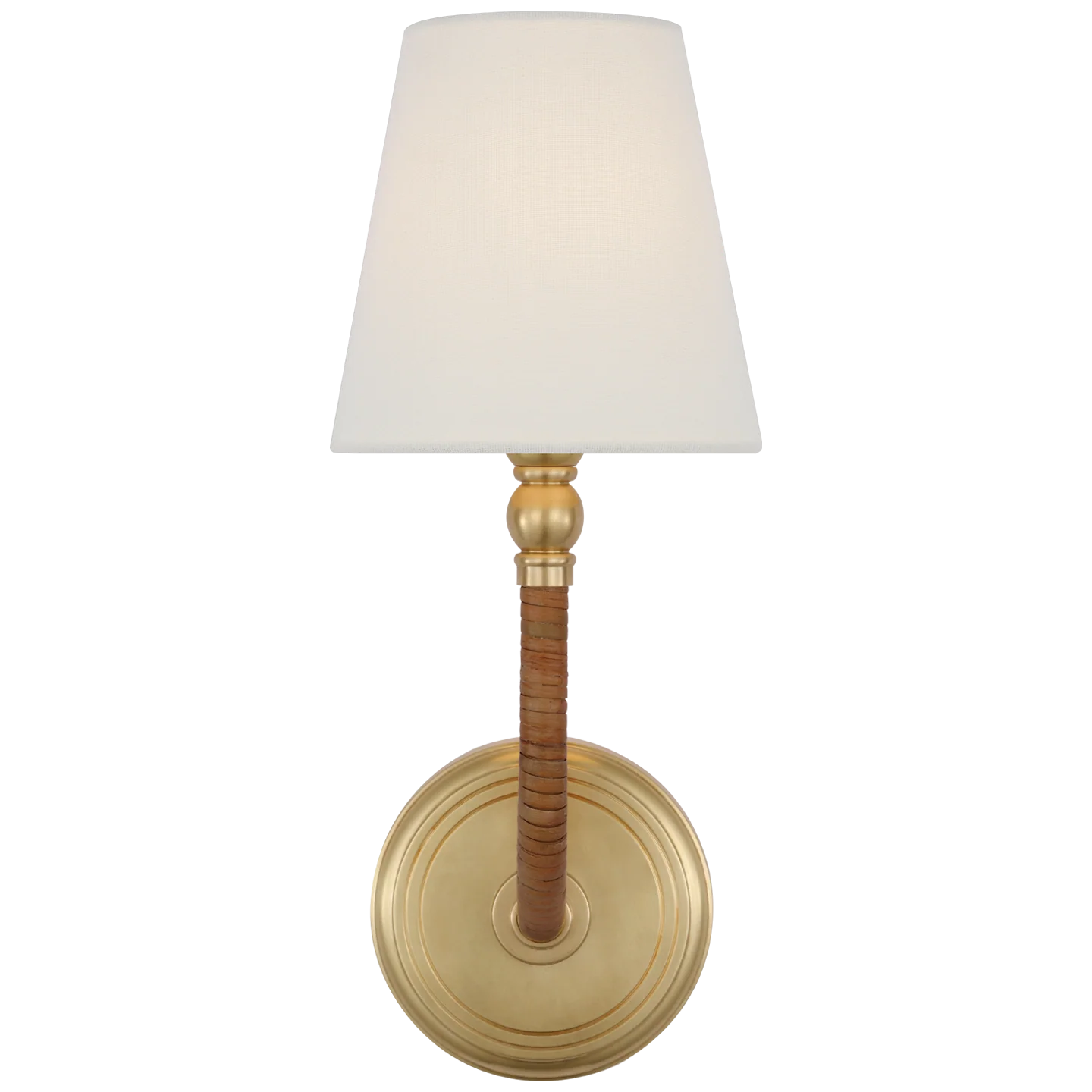 Basden Curved Wall Sconce - Brass & Rattan - Image 2