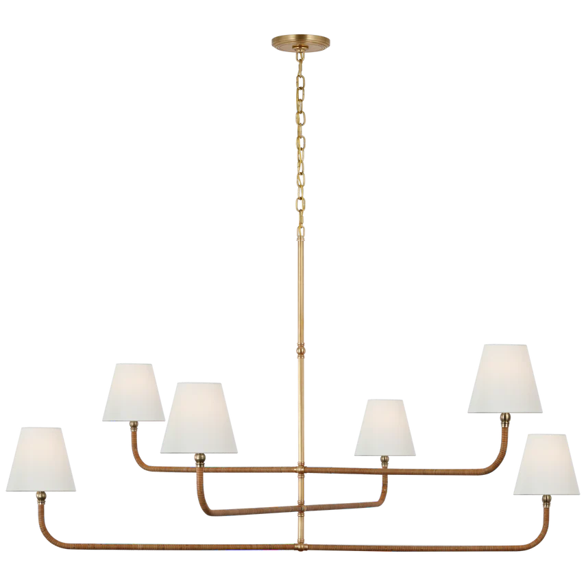 Basden Three Tier Chandelier - Rattan & Brass - Image 3