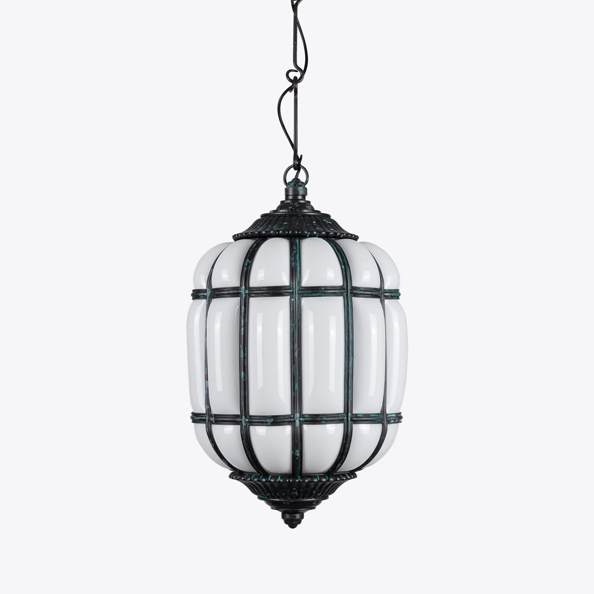 Battersea Opaline and Brass Hanging Lantern - Image 2