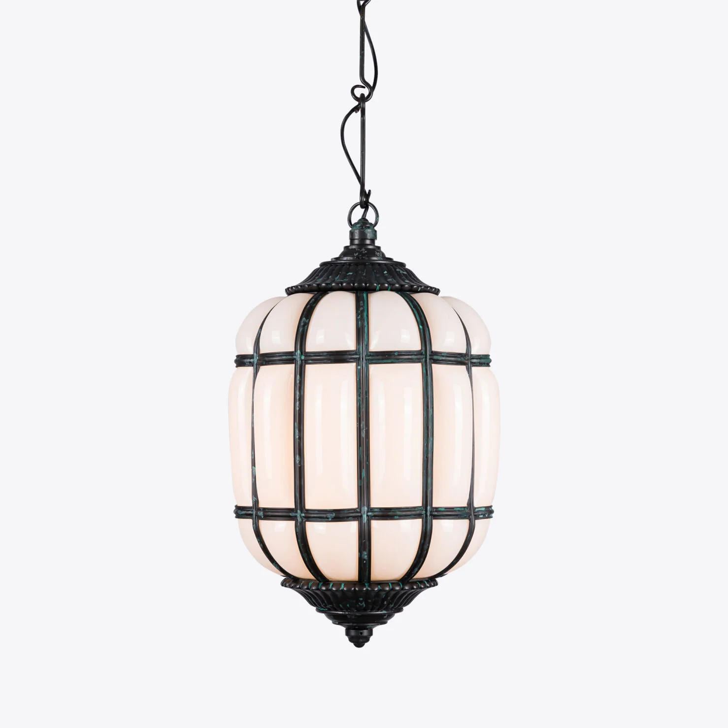 Battersea Opaline and Brass Hanging Lantern - Image 3