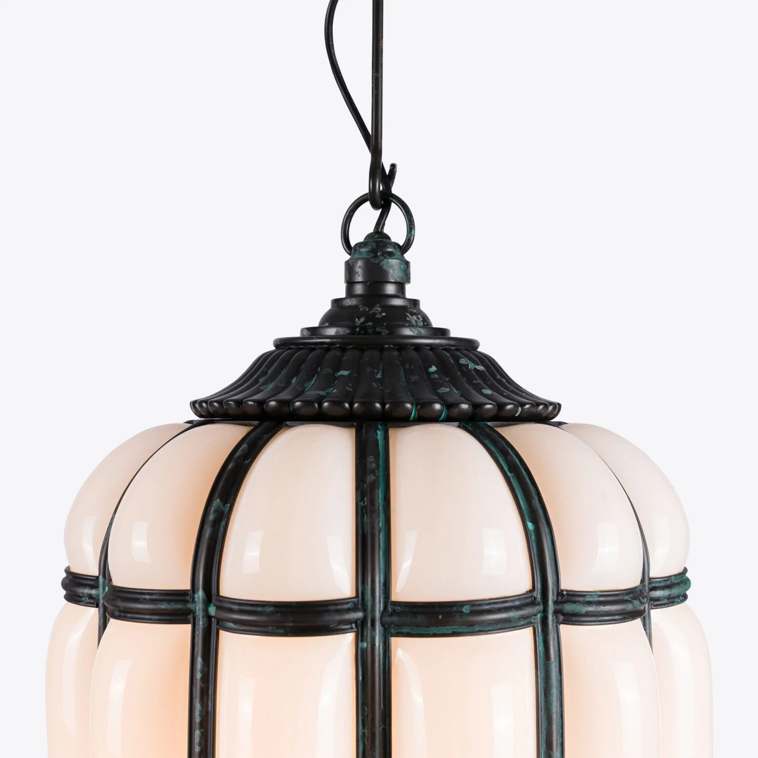 Battersea Opaline and Brass Hanging Lantern - Image 4