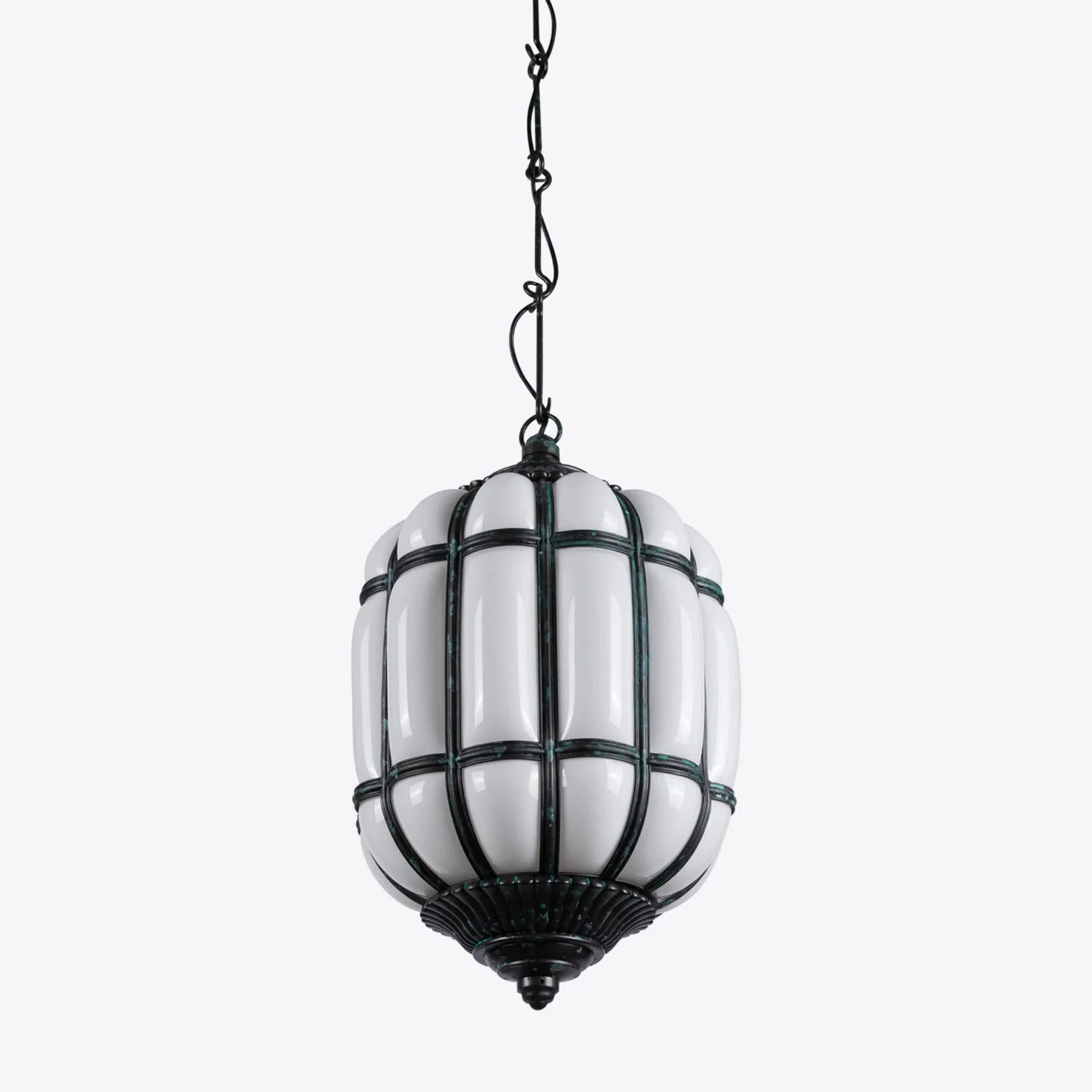 Battersea Opaline and Brass Hanging Lantern - Image 5