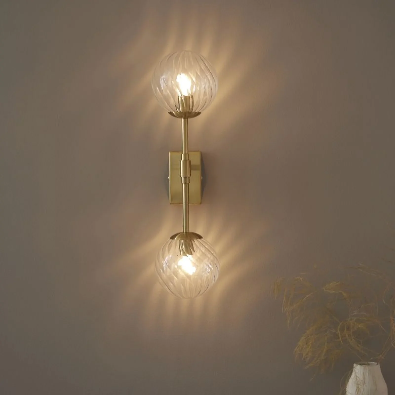 Bauer Wall Light- Aged Brass & Clear Glass Finish - Image 2