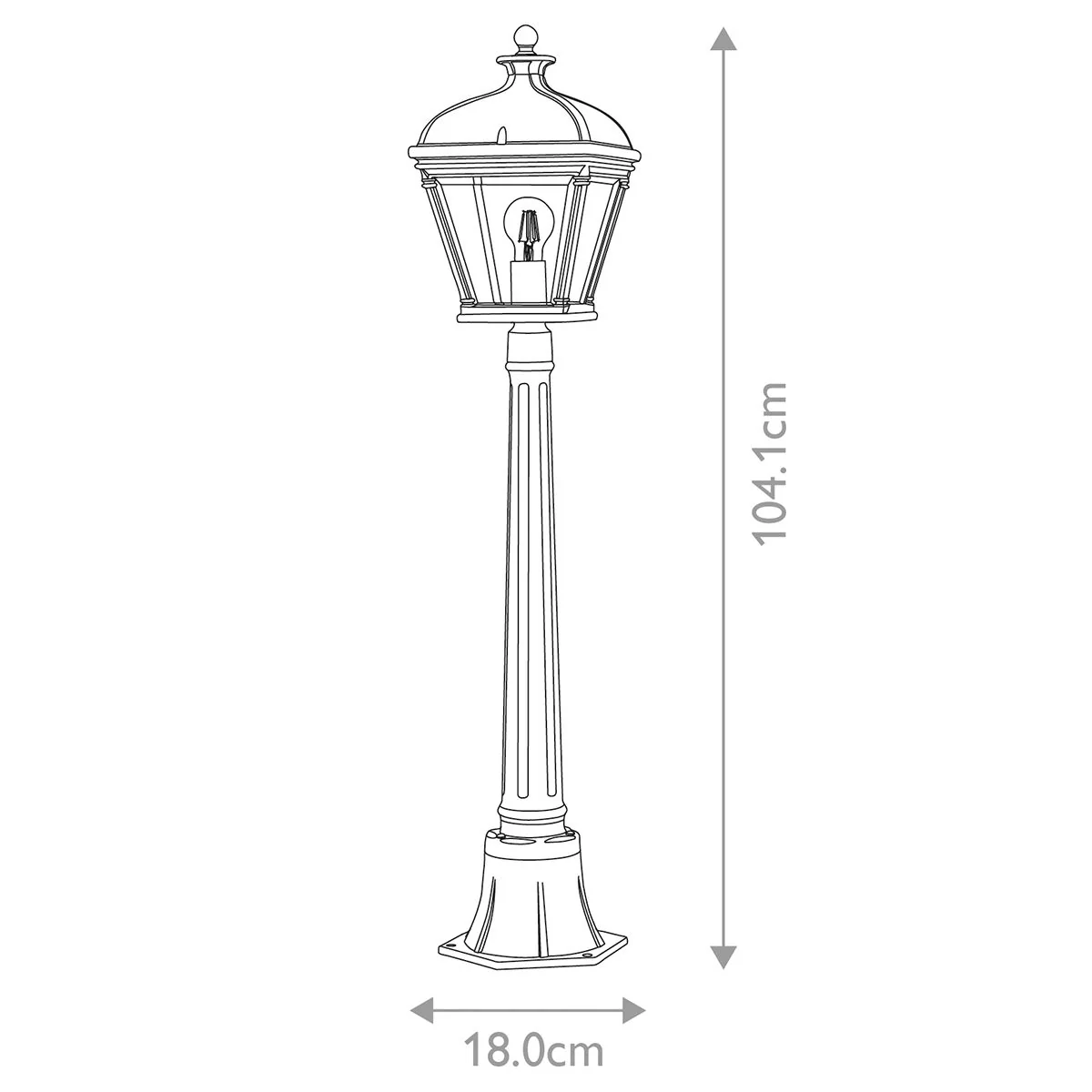 Bayview 1 Light Medium/Large Pillar Lantern - Black IP44 E27 - Image 10