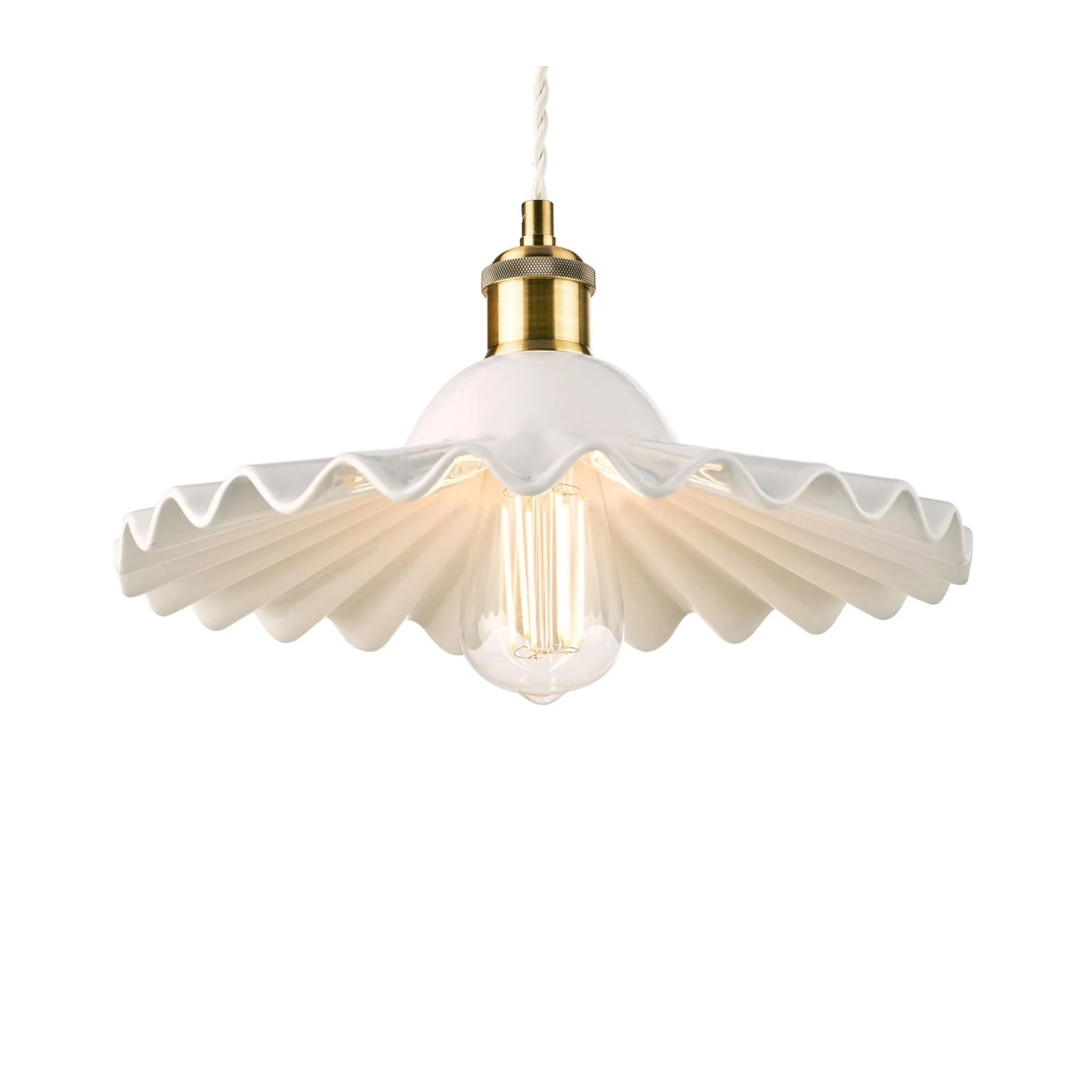 Beca Small/ Large Pendant White Ceramic Antique Brass - Image 3