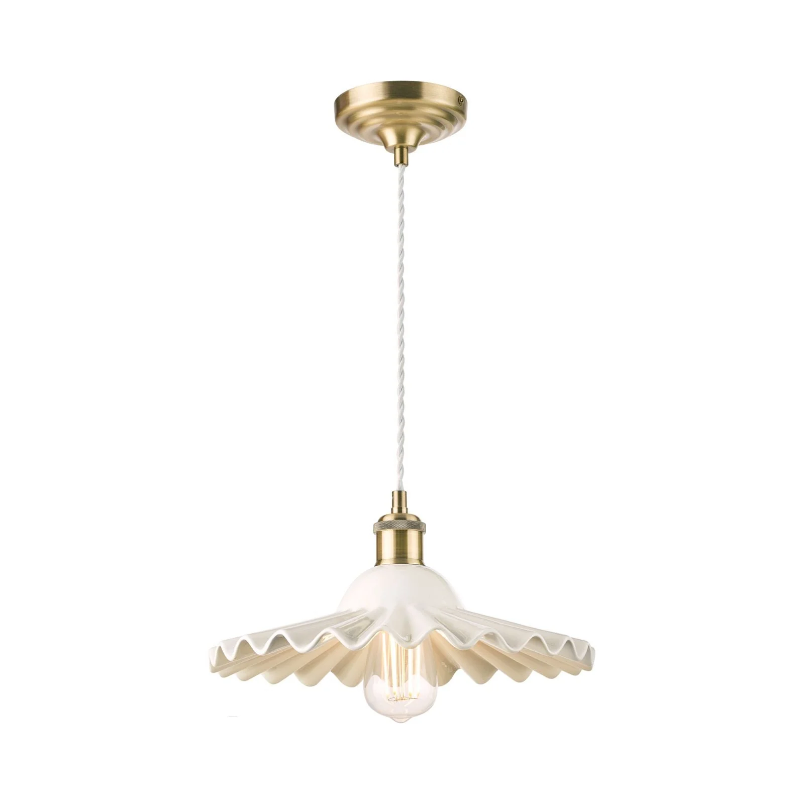 Beca Small/ Large Pendant White Ceramic Antique Brass - Image 4