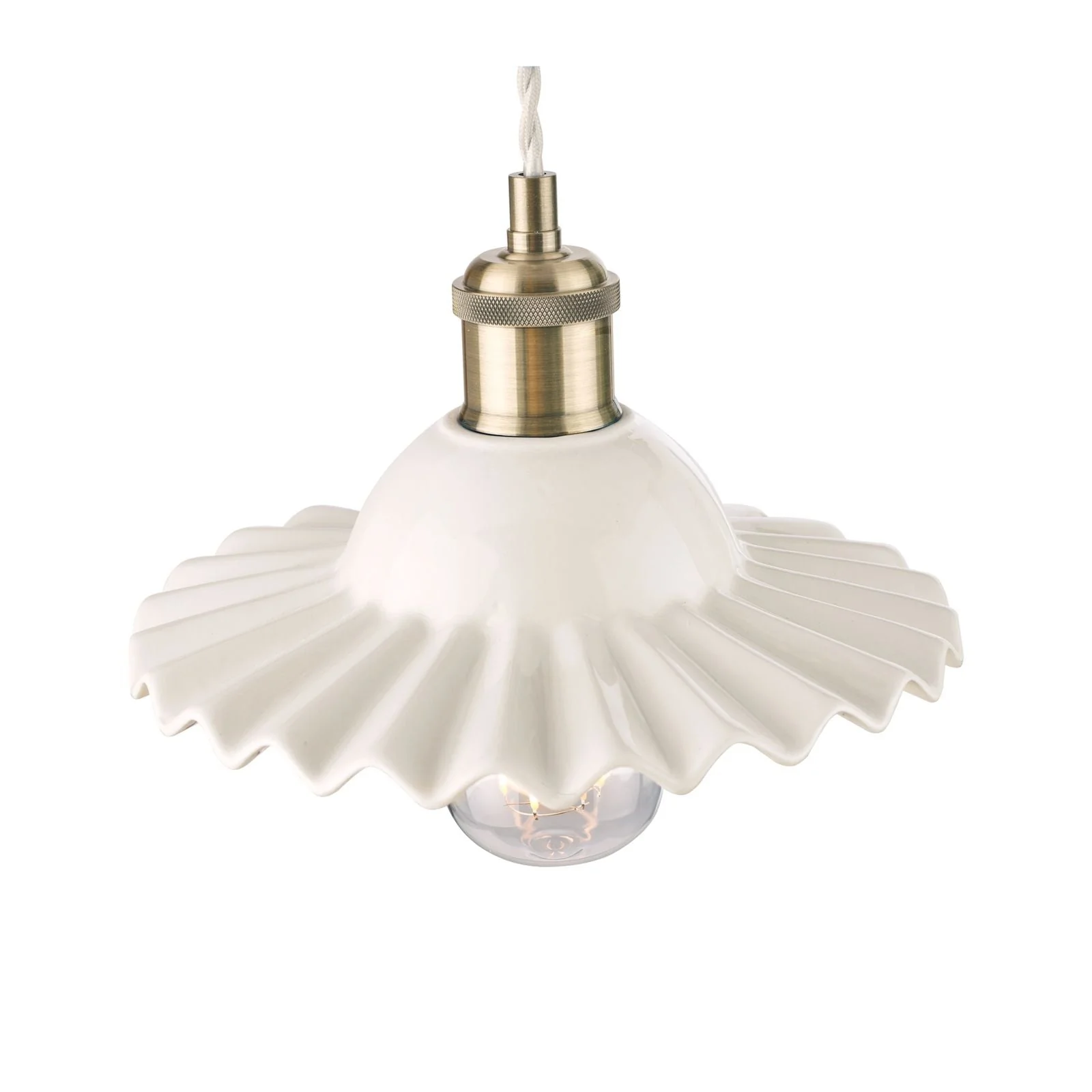 Beca Small/ Large Pendant White Ceramic Antique Brass - Image 6