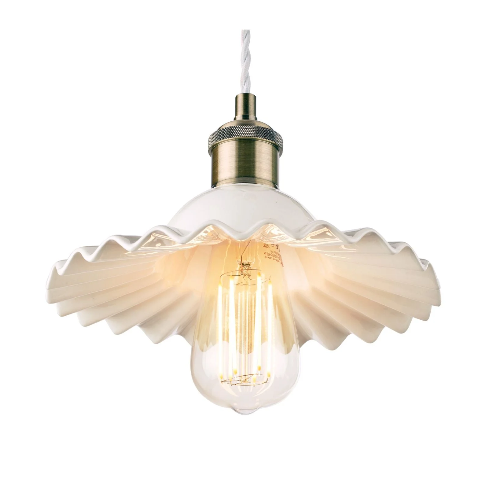 Beca Small/ Large Pendant White Ceramic Antique Brass - Image 7
