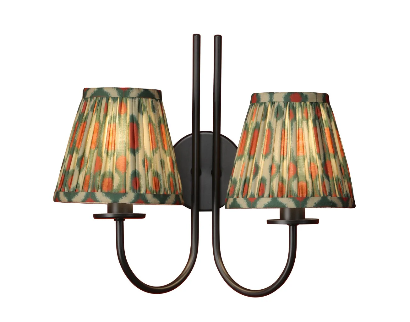 Becca 2 Light Wall Light- Matt Black & Green Shades - Image 2