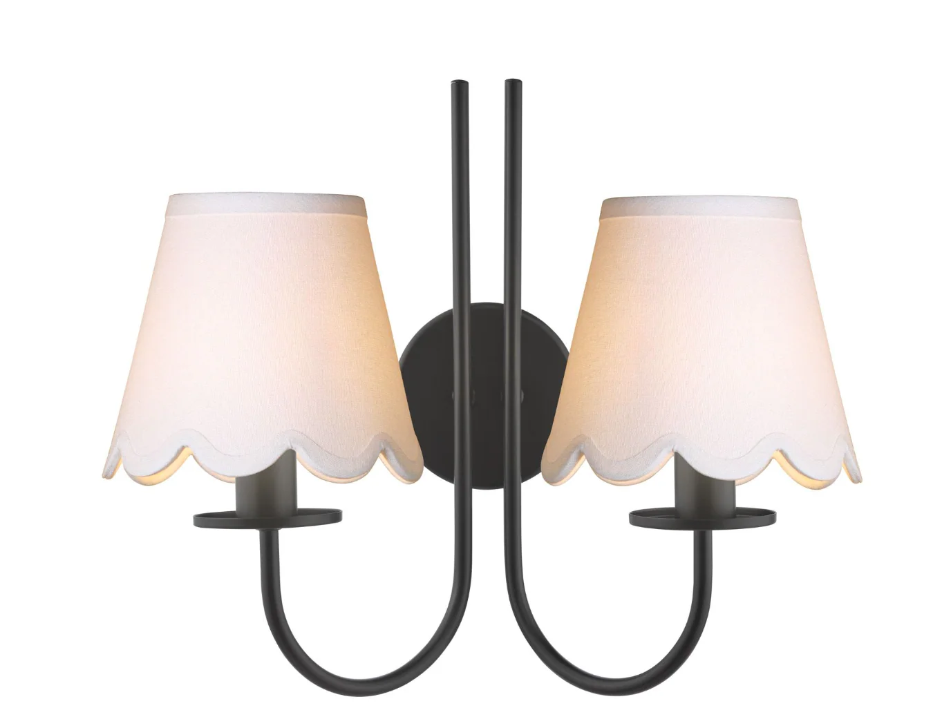 Becca 2 Light Wall Light- Matt Black & Green Shades - Image 3