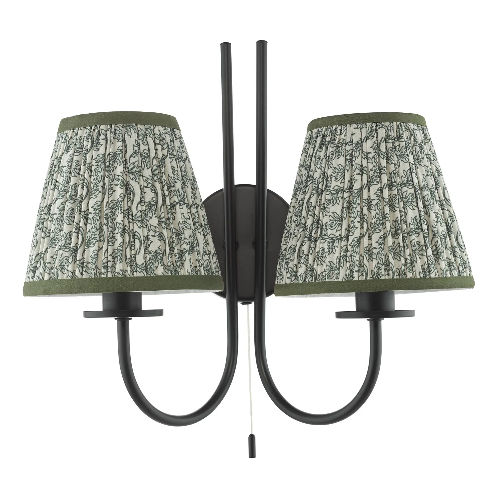 Becca 2 Light Wall Light- Matt Black & Green Shades - Image 4