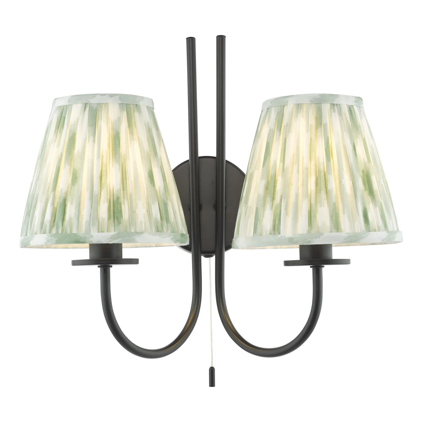 Becca 2 Light Wall Light- Matt Black & Green Shades - Image 6