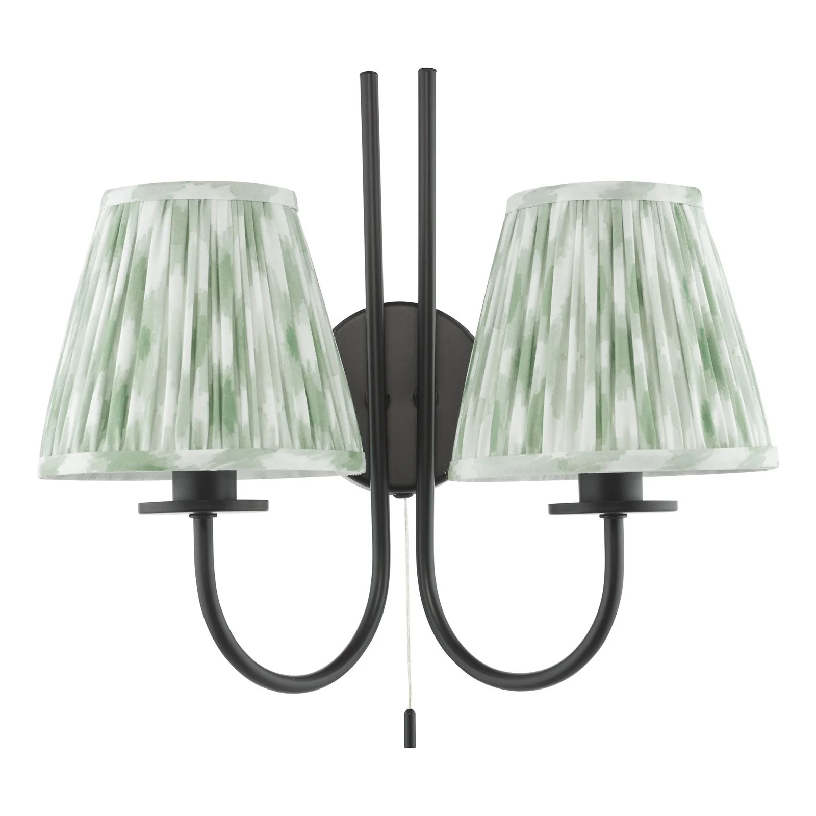 Becca 2 Light Wall Light- Matt Black & Green Shades - Image 7