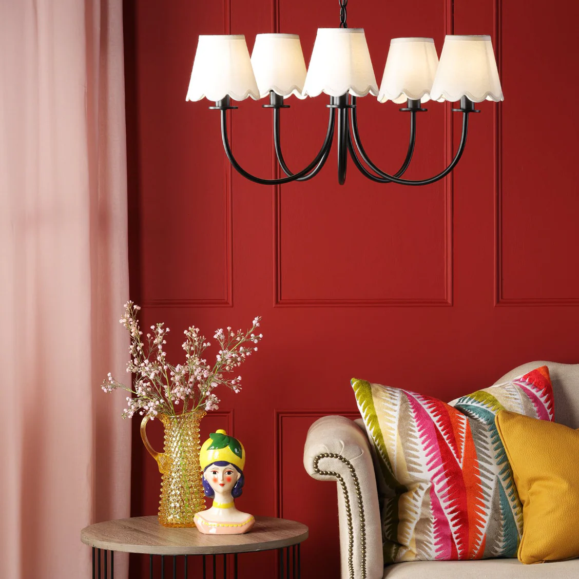 Becca 5 Light Ceiling Light - Matt Black With Different Shades - Image 10