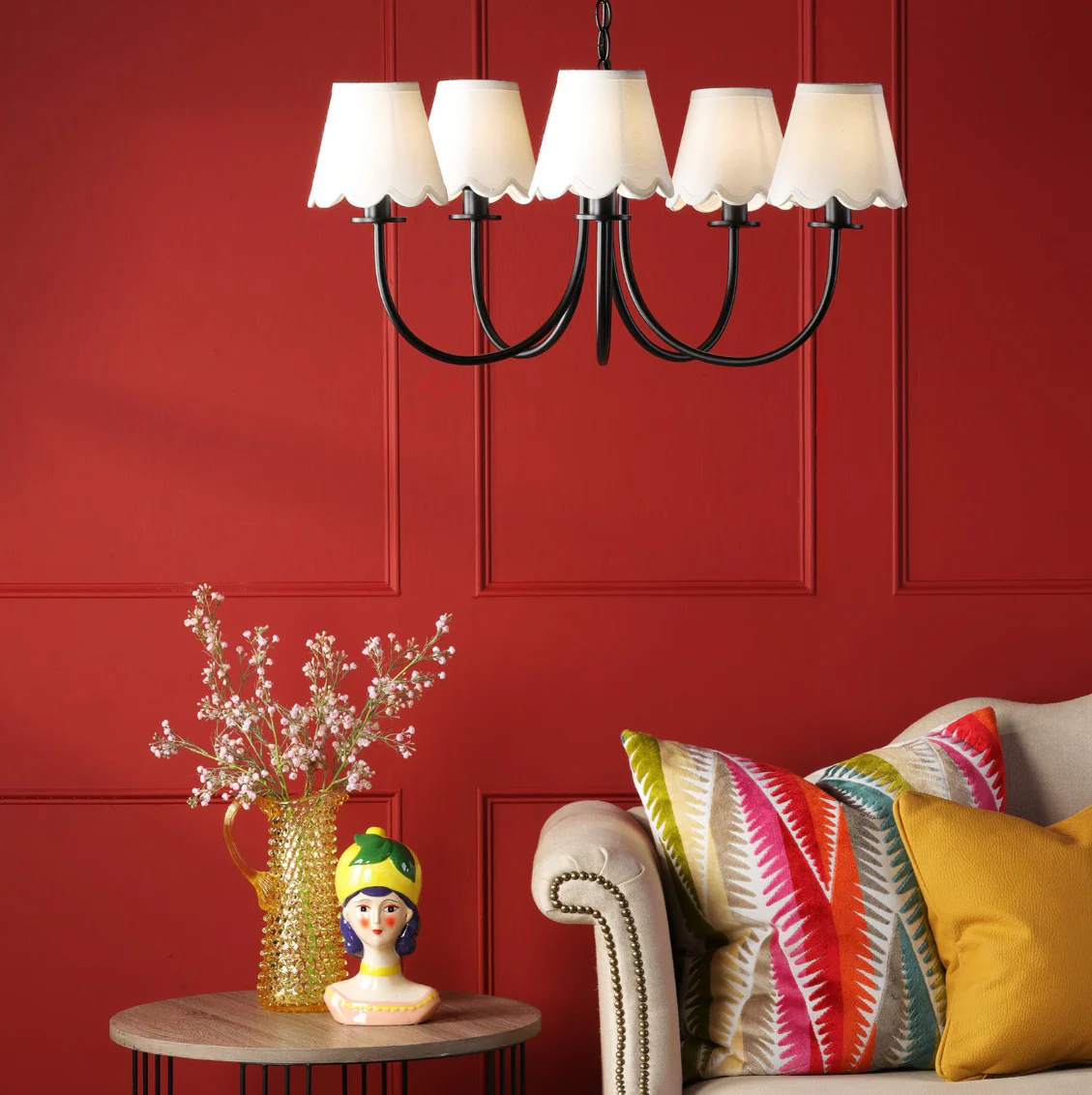 Becca 5 Light Ceiling Light - Matt Black With Different Shades - Image 9