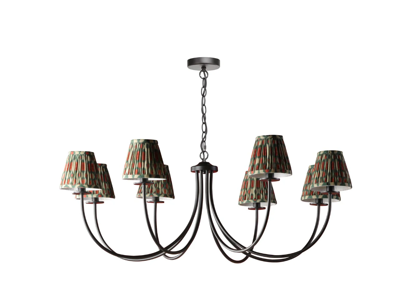 Becca 8 Light Ceiling Light- Matt Black With Green Shades - Image 10