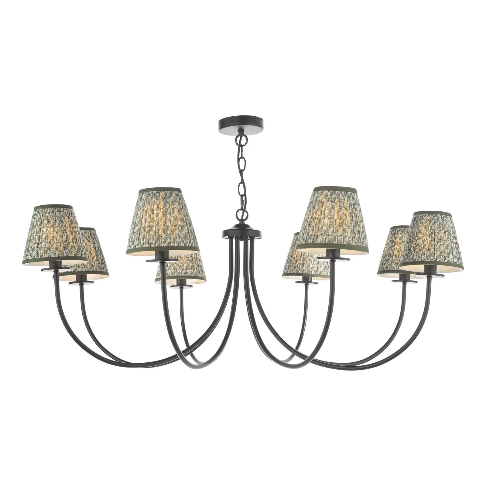 Becca 8 Light Ceiling Light- Matt Black With Green Shades - Image 2